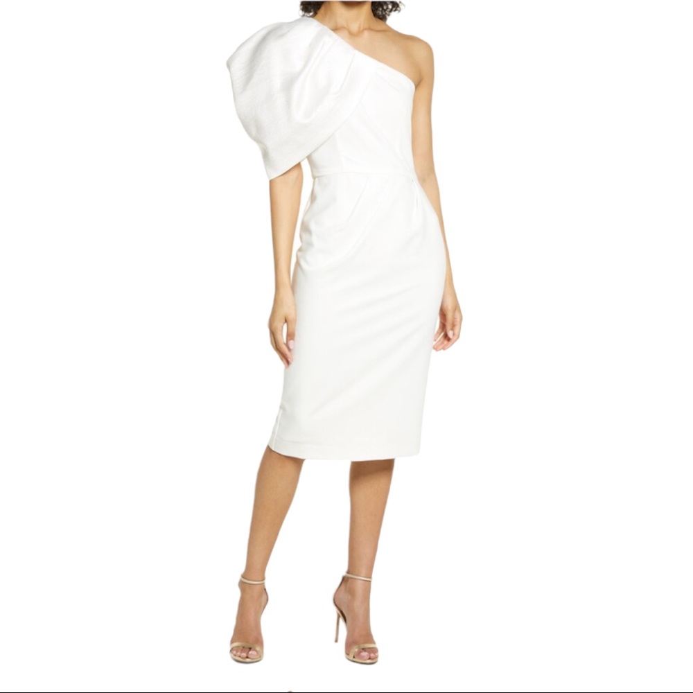 Black Halo Egan One-Shoulder Sheath Cocktail Dress